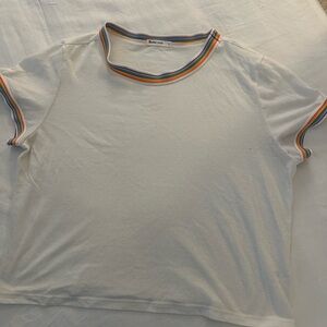 MARINE LAYER White Women’s T-Shirt with Rainbow Trim